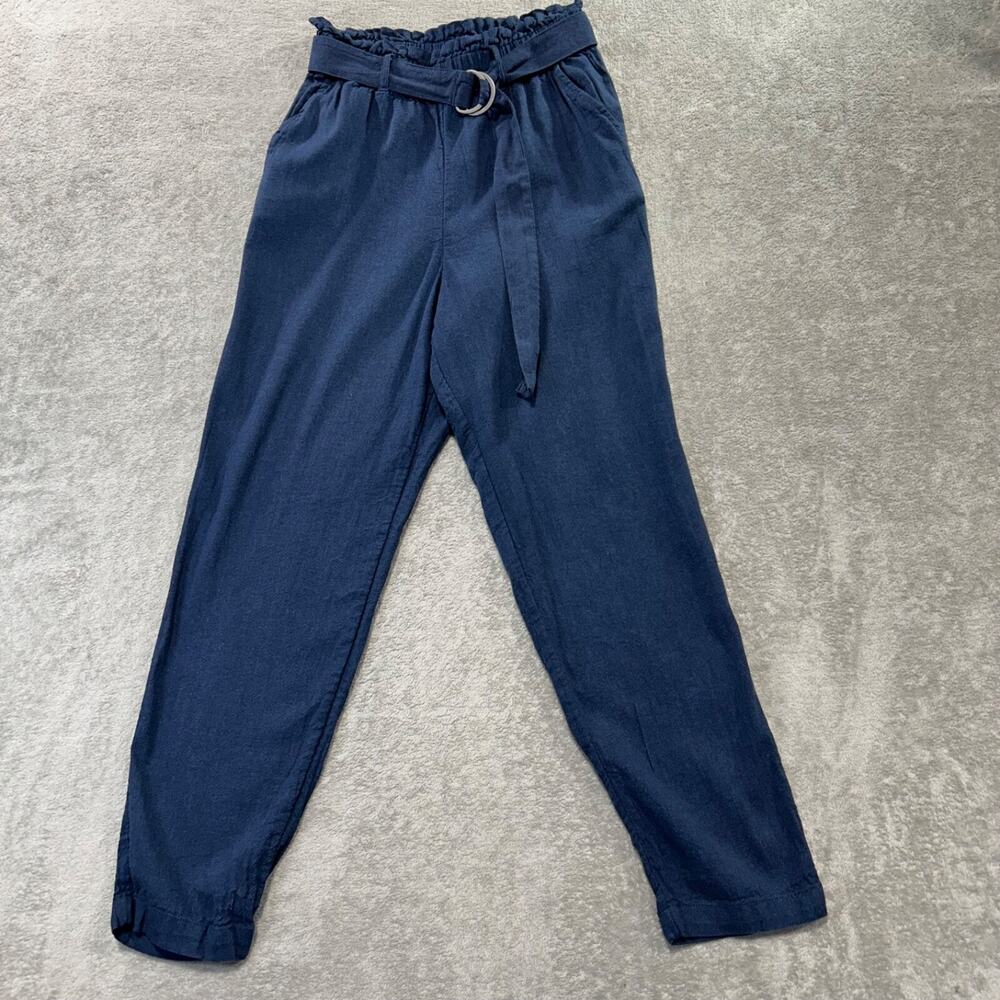 Hollister‎ Linen Blend Ultra High Waist Pants XS Ankle Blue Beachy Nautical Boho